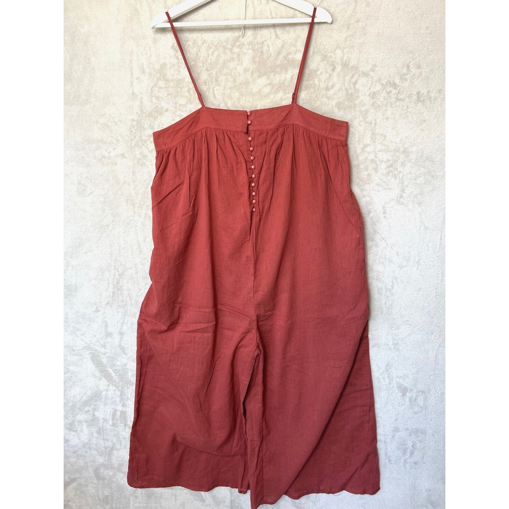 Three Bird Nest Wide Leg Jumpsuit Size Large Rust Slouchy Boho Cottage Lagenlook